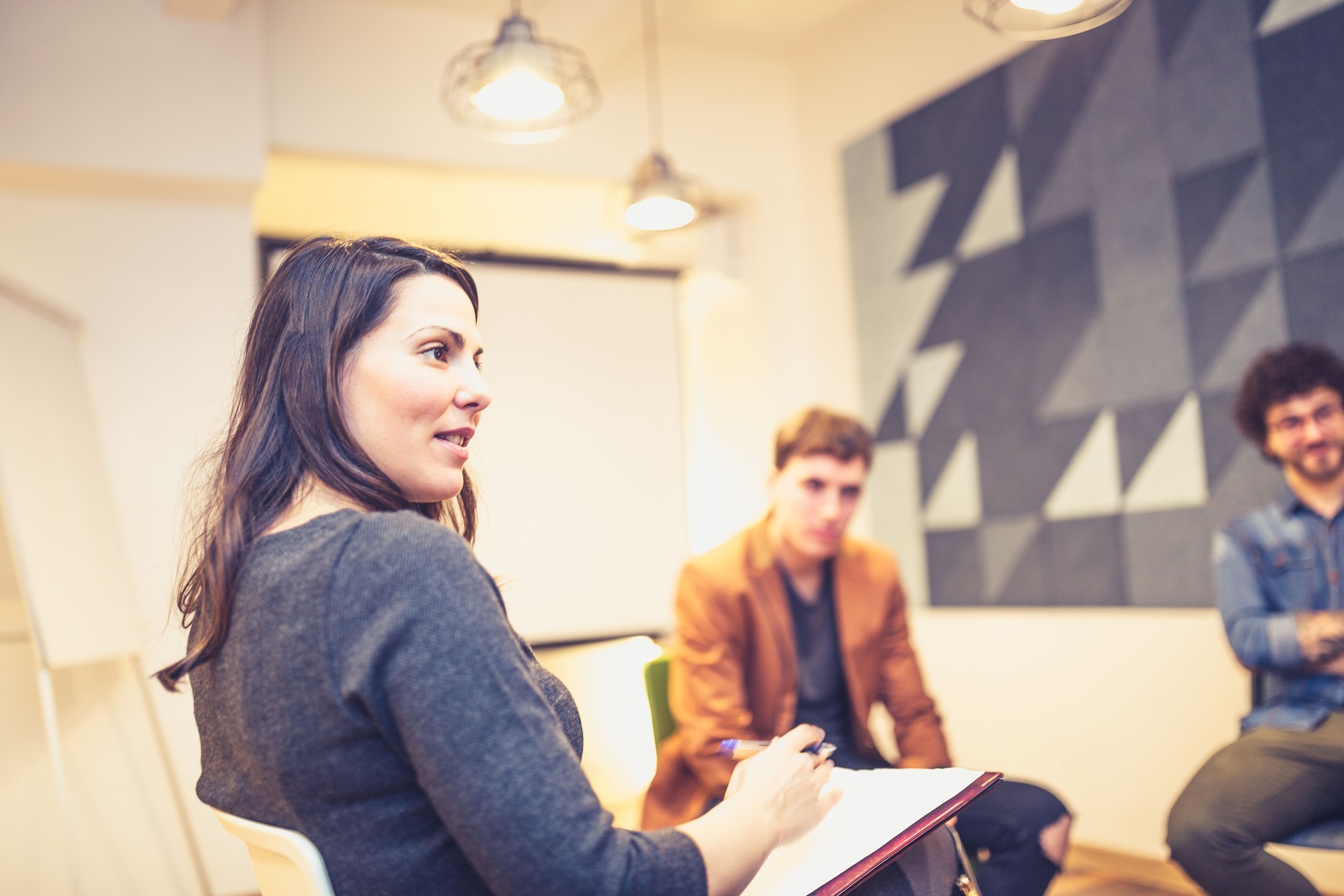 Group counseling session  with pregnant female counselor
